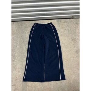 Silkfred Navy Blue Wide Leg Sweatpants White Side Stripe Piping Small